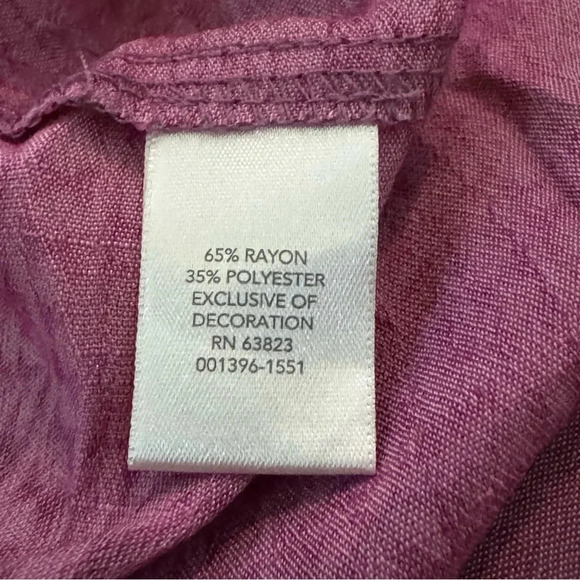 CJ Banks 1X Shirt Top Purple Aztec Ombré Short Sleeve Keyhole Scoop Neck Rayon - Picture 6 of 7